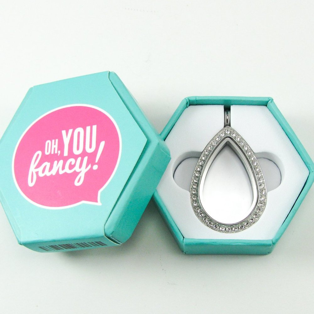 Origami Owl Crystal Teardrop Silver Locket